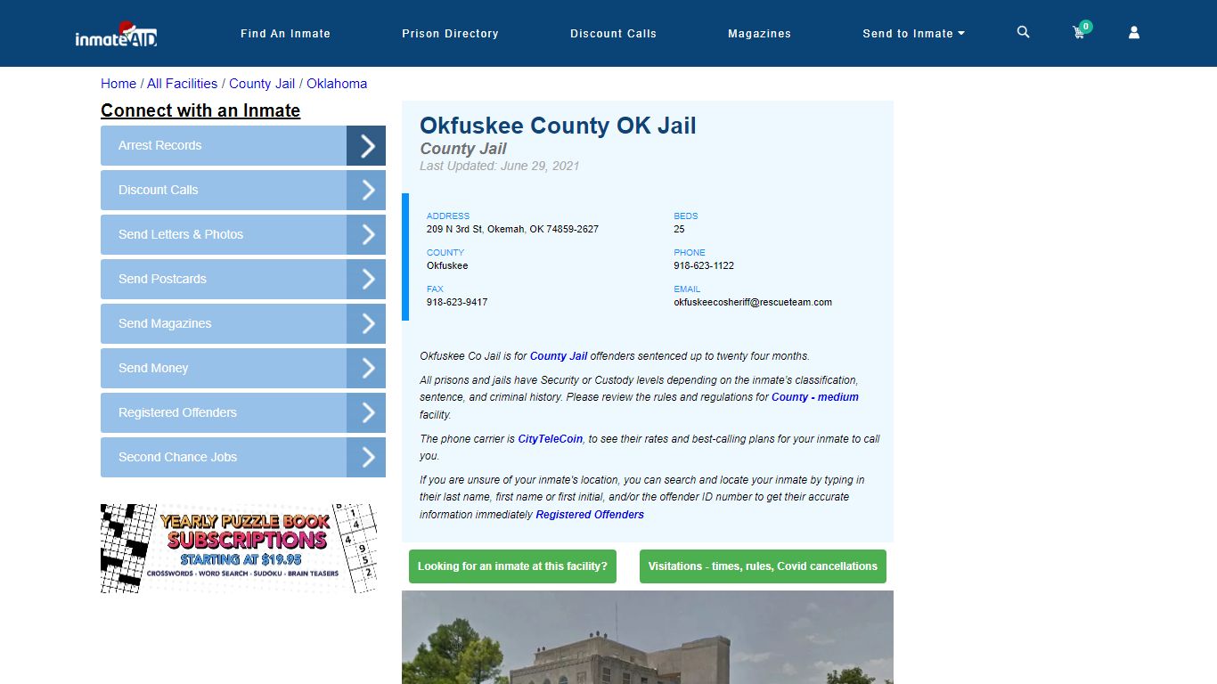 Okfuskee County OK Jail - Inmate Locator - Okemah, OK